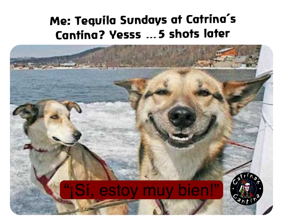 Me: Tequila Sundays at Catrina’s Cantina? Yesss …5 shots later “¡Sí, estoy muy bien!”