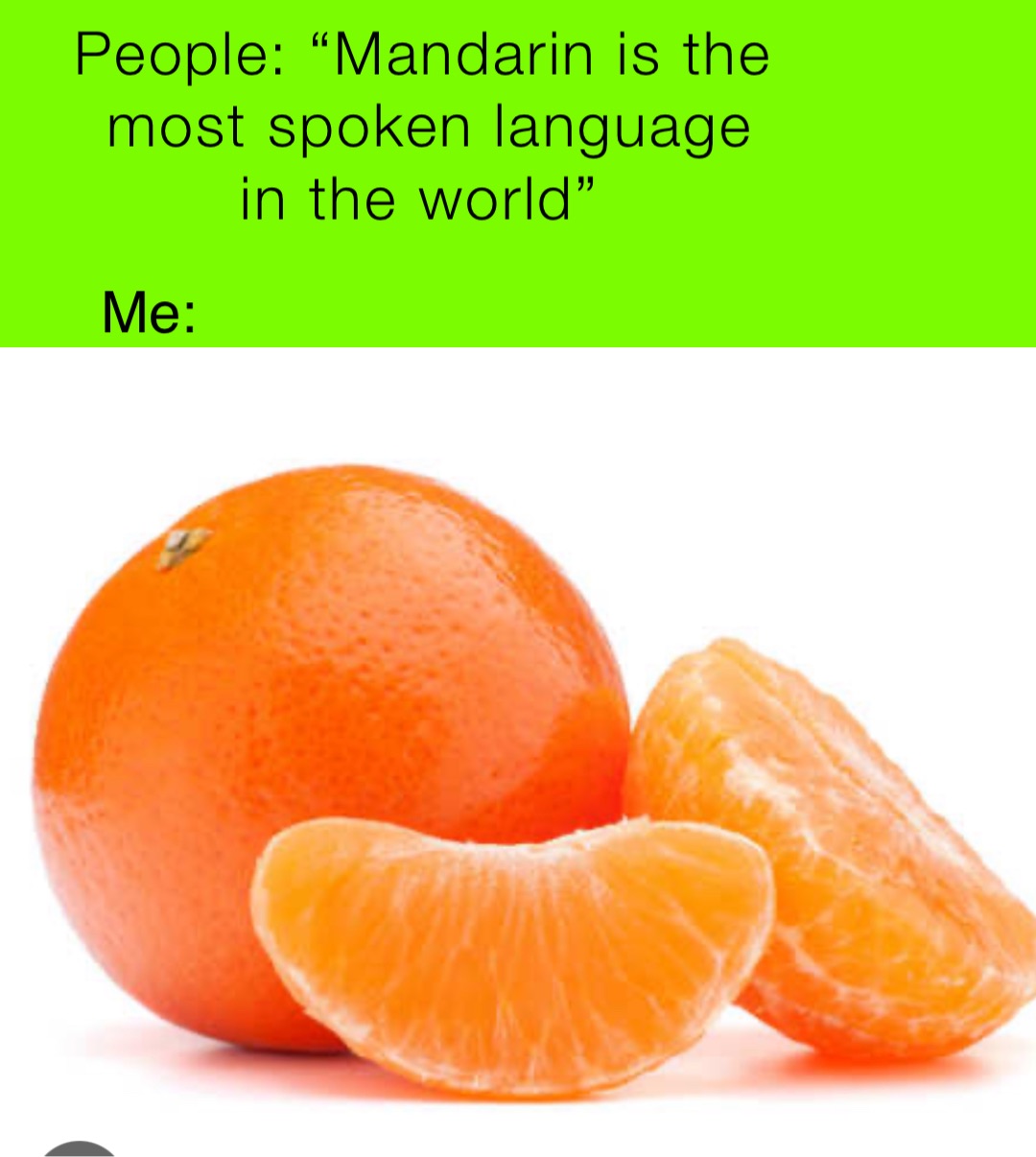 People: “Mandarin is the most spoken language in the world” Me: