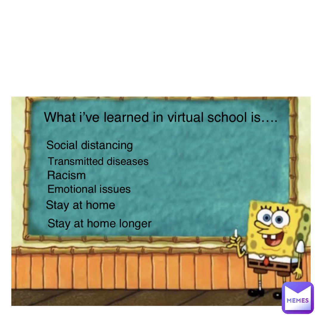 Text Here What I’ve learned in virtual school is…. Social distancing Transmitted diseases Racism Emotional issues Stay at home Stay at home longer