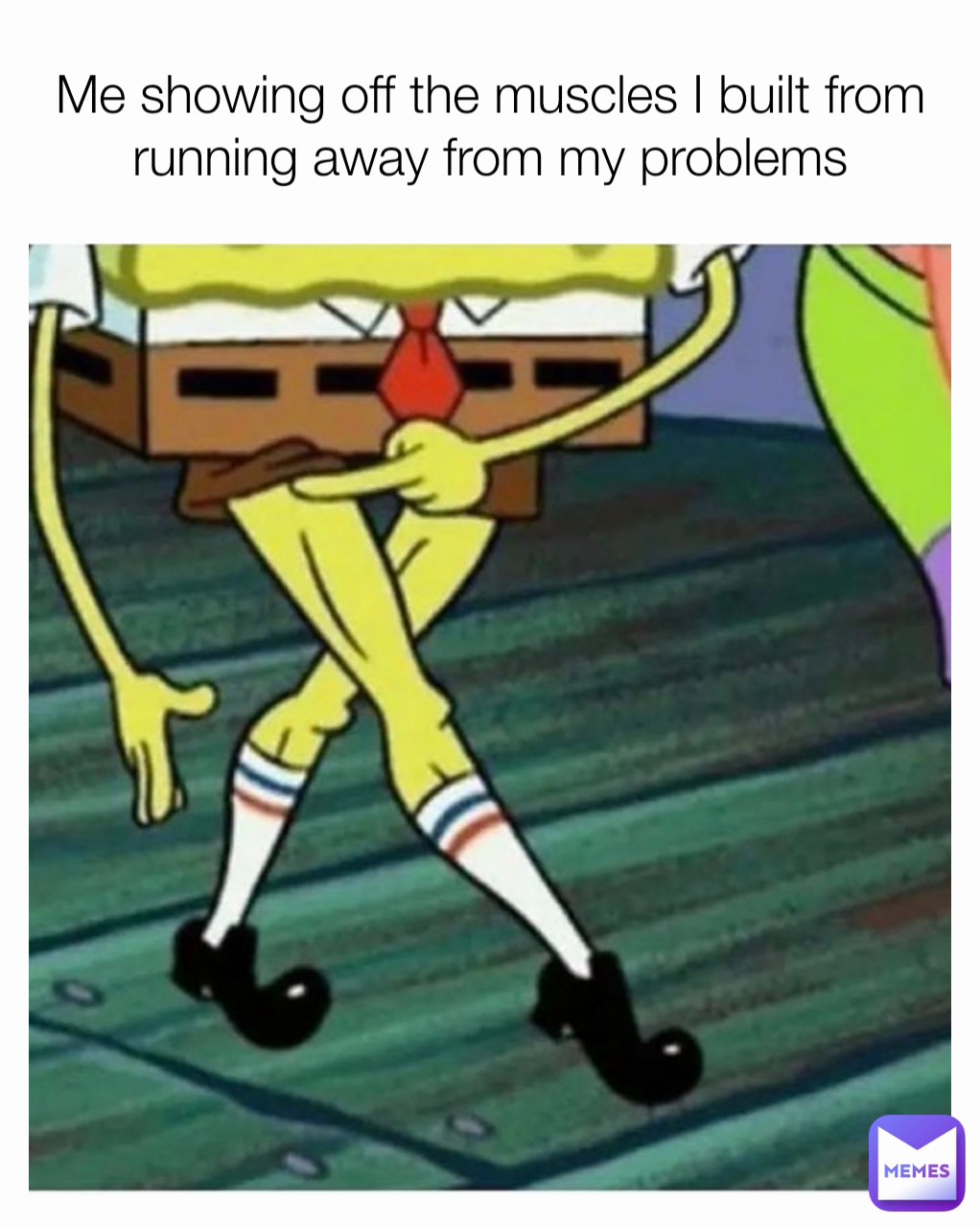 Me showing off the muscles I built from running away from my problems