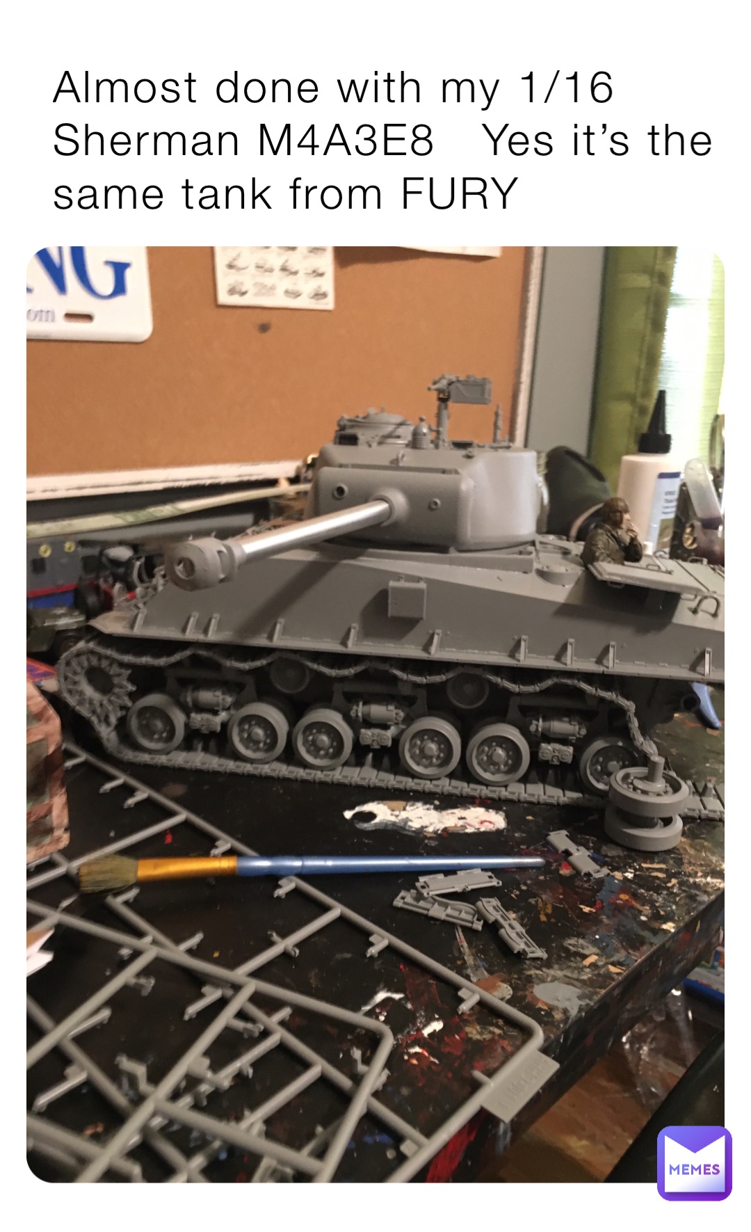 Almost done with my 1/16 Sherman M4A3E8   Yes it’s the same tank from FURY