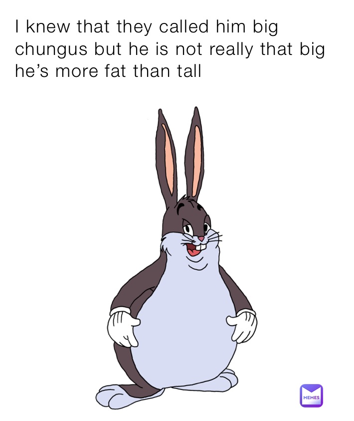I knew that they called him big chungus but he is not really that big he’s more fat than tall