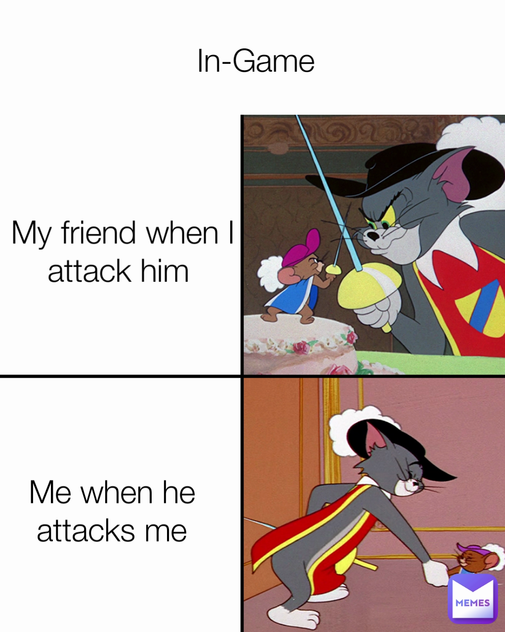 My friend when I attack him  Me when he attacks me In-Game