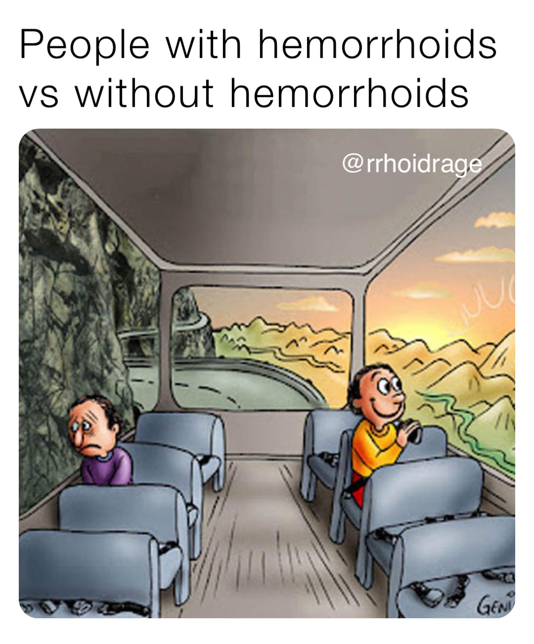 People with hemorrhoids vs without hemorrhoids