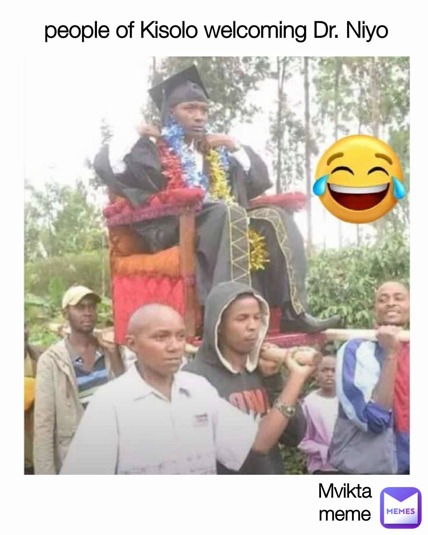 people of Kisolo welcoming Dr. Niyo Mvikta
meme