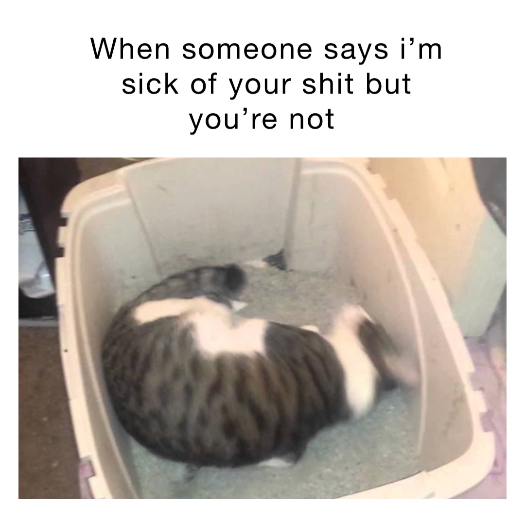 When someone says I’m sick of your shit but you’re not