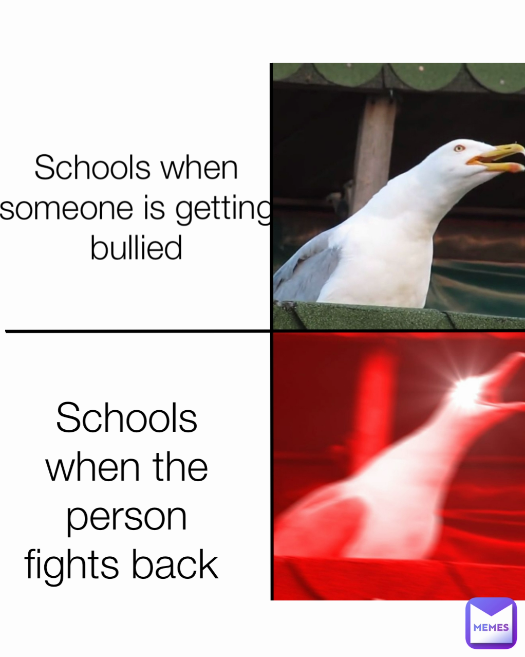 Schools when the person fights back  Schools when someone is getting bullied