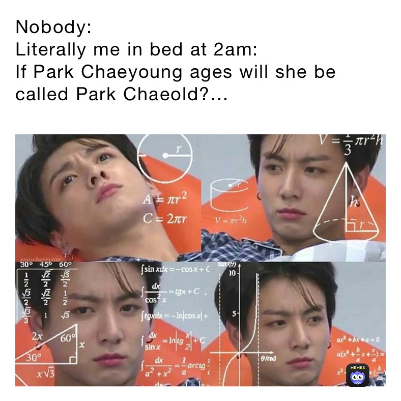 Nobody:
Literally me in bed at 2am:
If Park Chaeyoung ages will she be called Park Chaeold?…