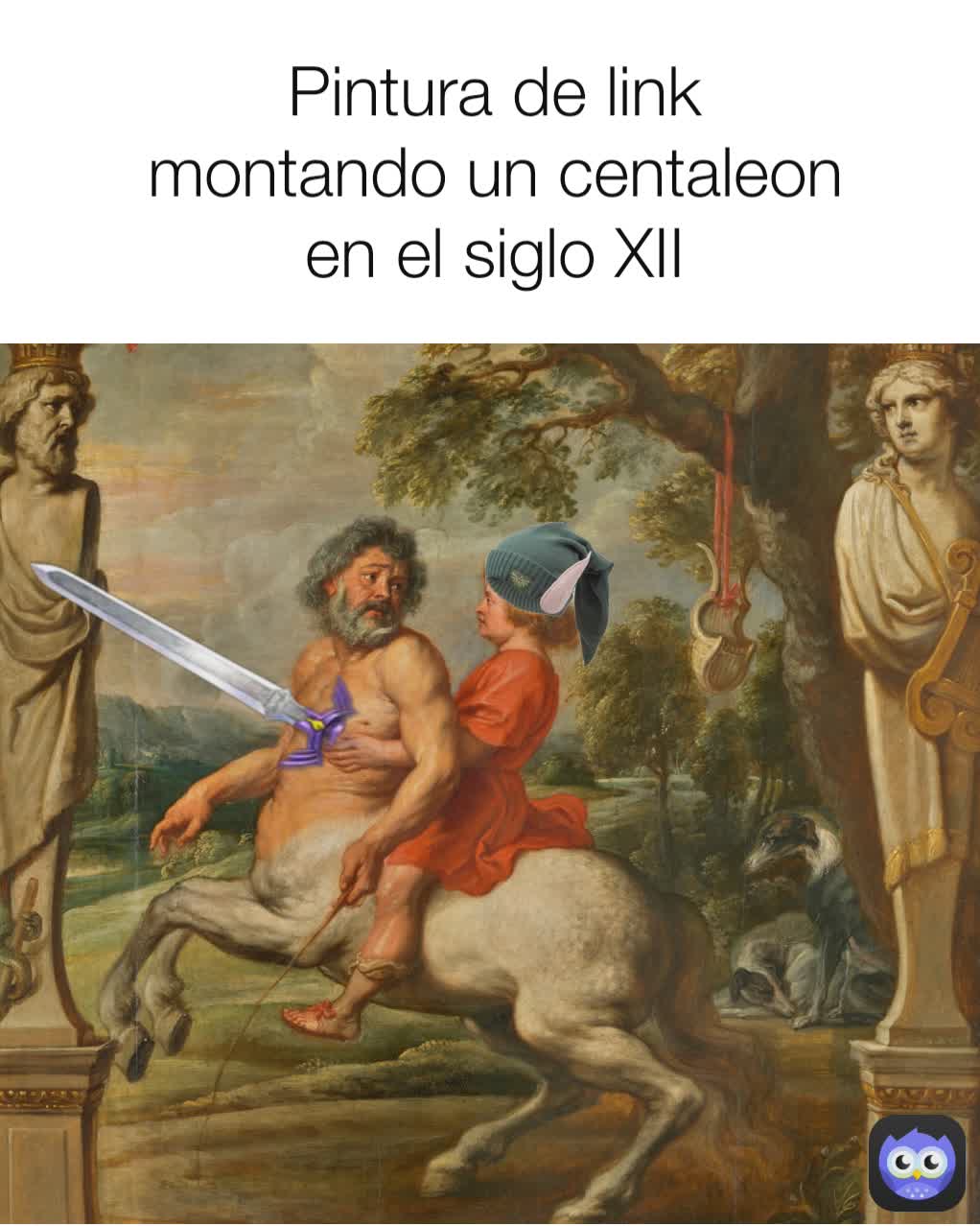 Pintura de link montando un centaleon en el siglo XII