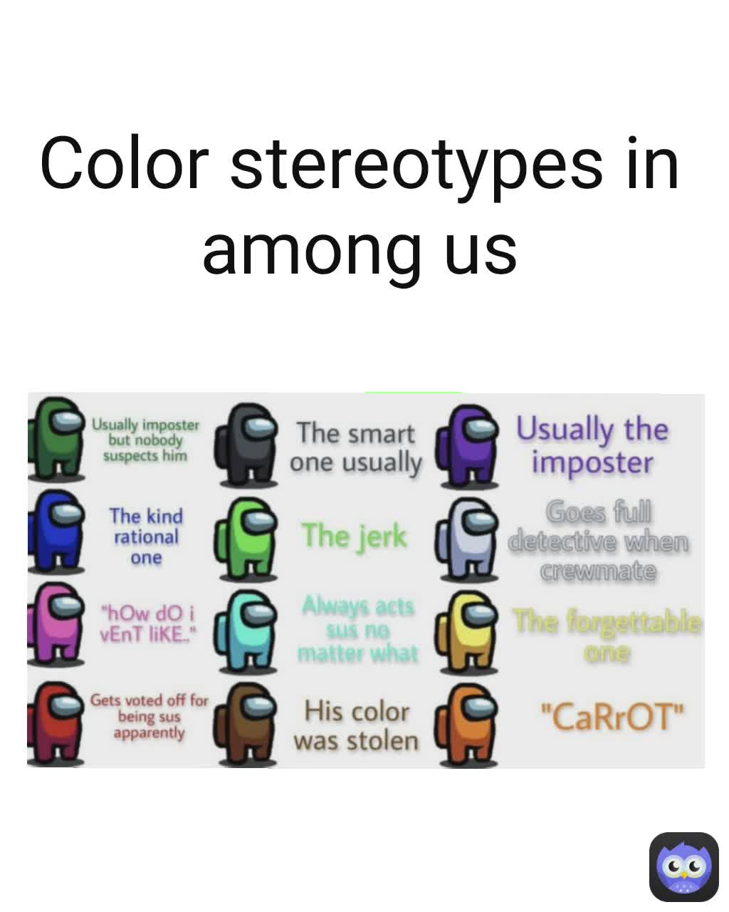 Color stereotypes in among us