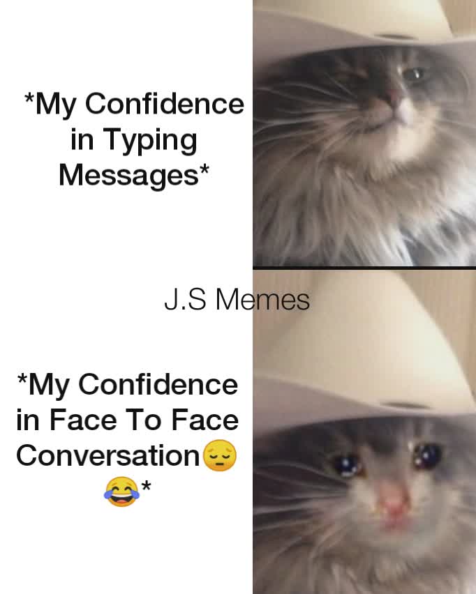 *My Confidence in Typing Messages* *My Confidence in Face To Face Conversation😔😂* J.S Memes
