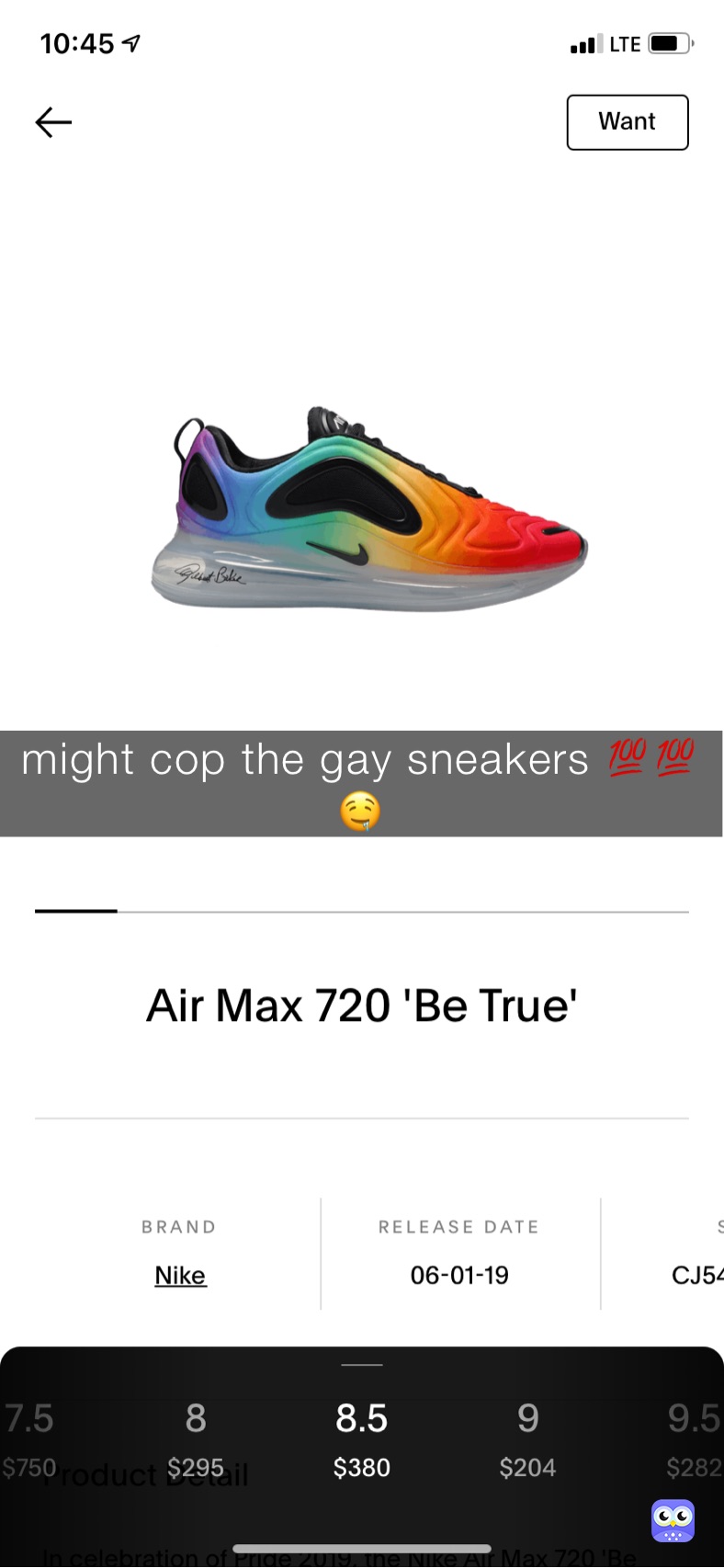 might cop the gay sneakers 💯💯🤤