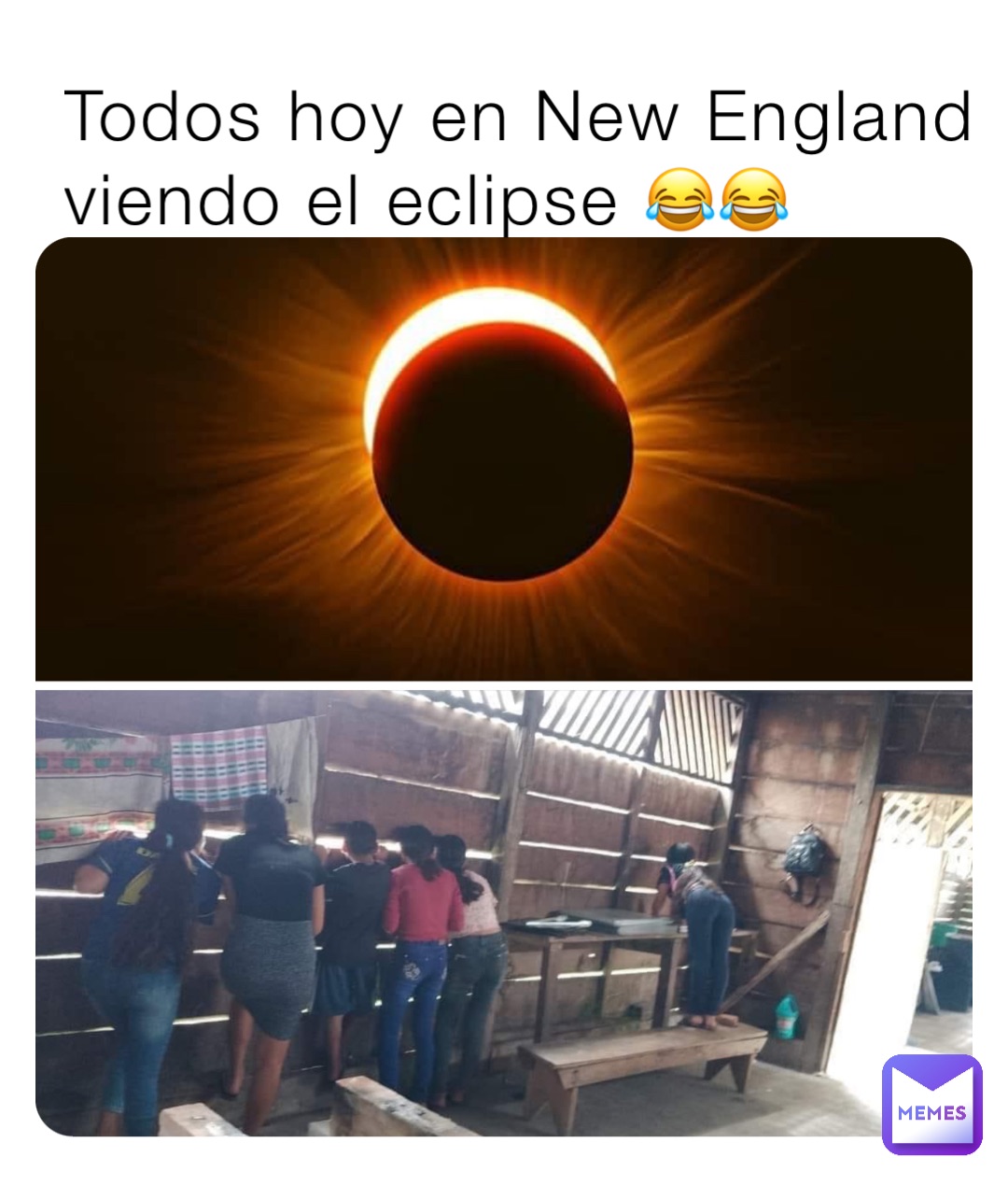 Todos hoy en New England  viendo el eclipse 😂😂