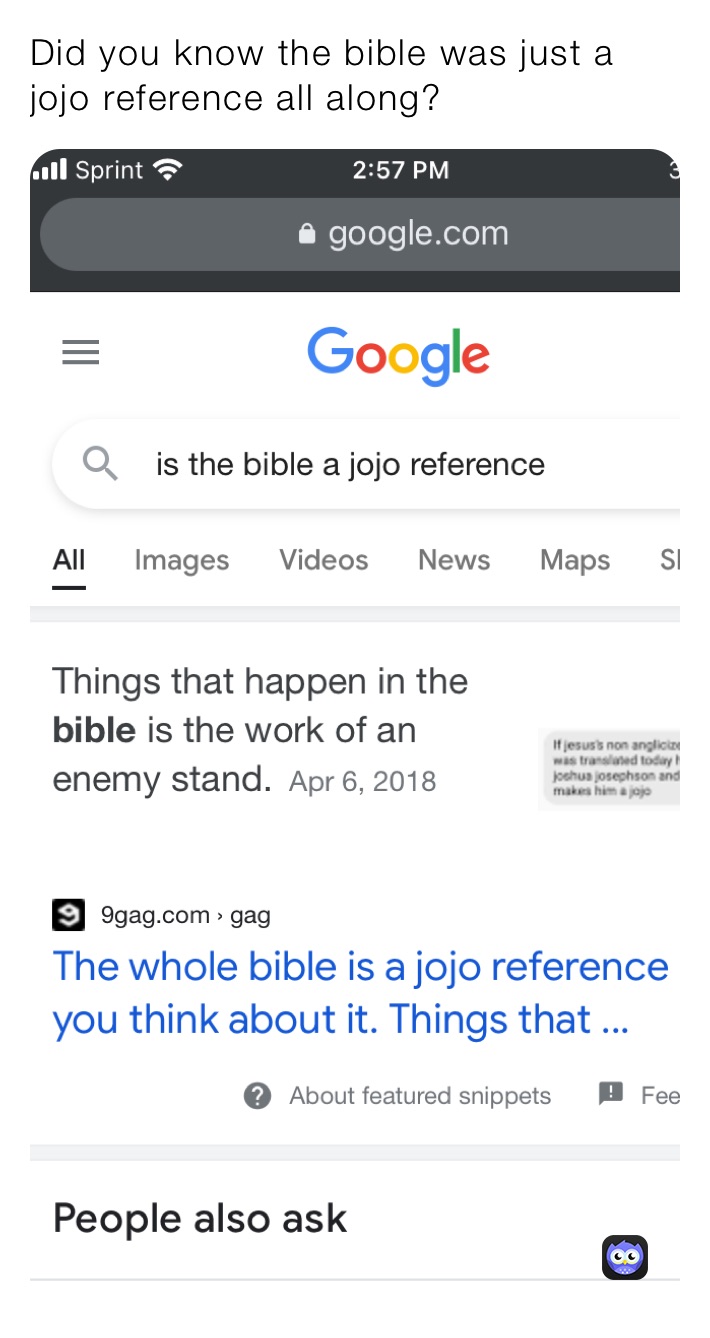 Did you know the bible was just a jojo reference all along?