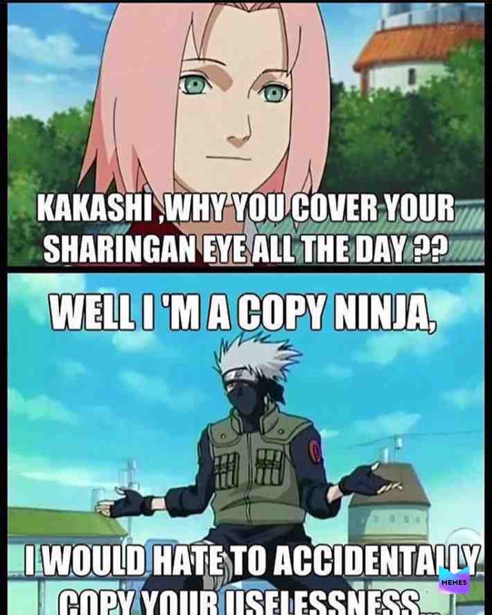Credit to @obito.mangekyou on Instagram #sakura #kakashi #sharingan #naruto #narutomemes #anime #animememes