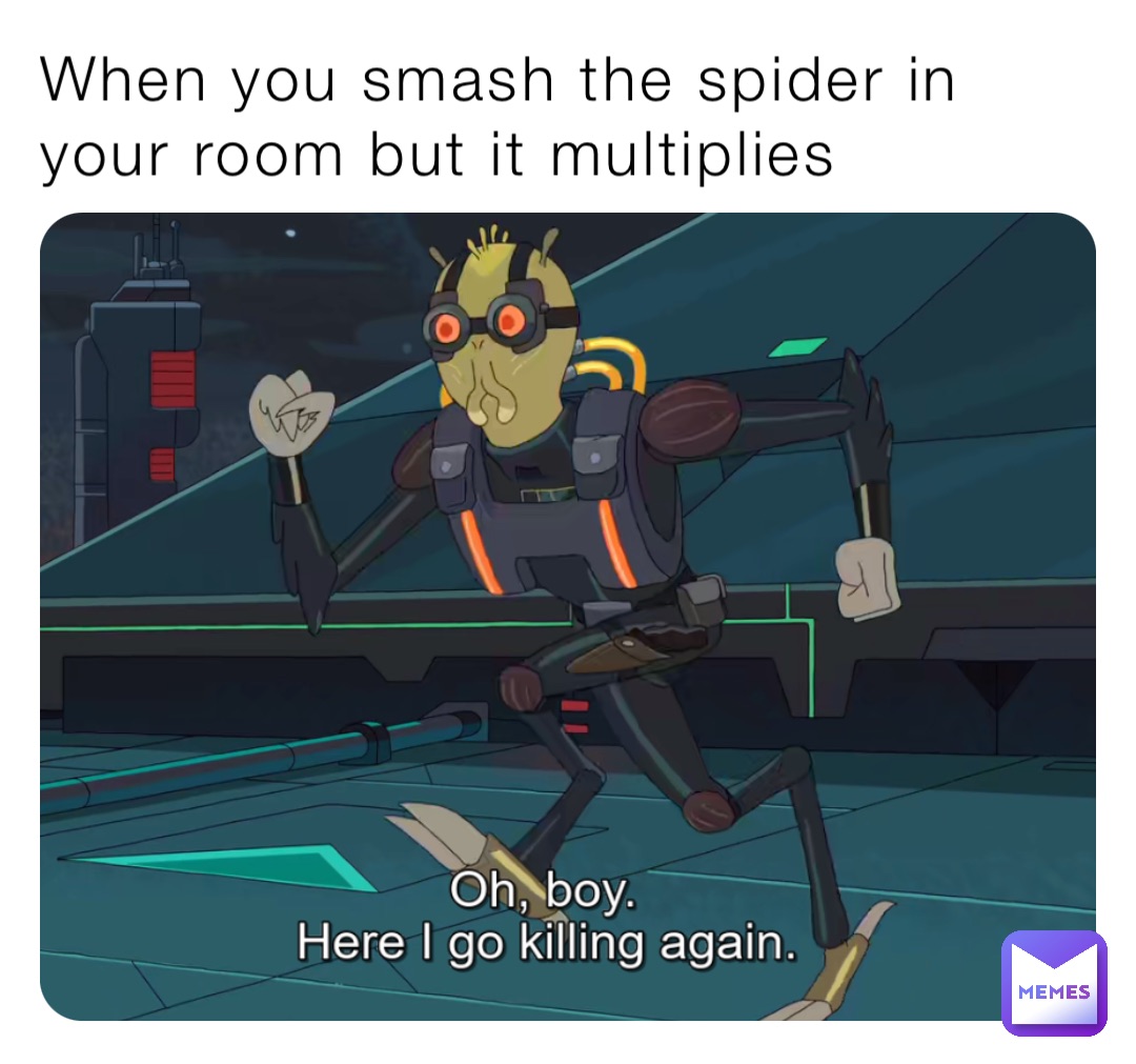 When you smash the spider in your room but it multiplies