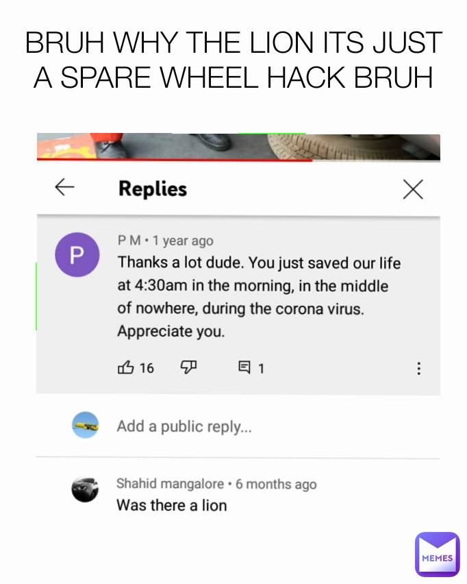 BRUH WHY THE LION ITS JUST A SPARE WHEEL HACK BRUH
