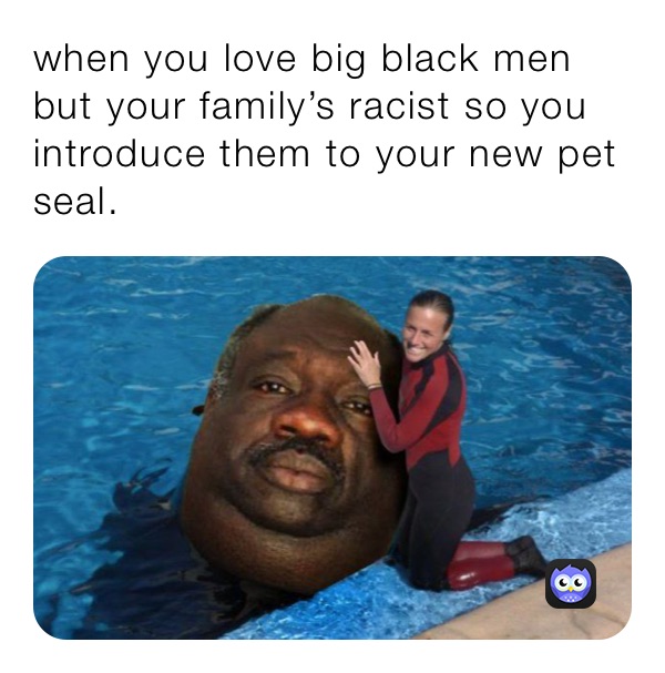 when you love big black men but your family’s racist so you introduce them to your new pet seal. 