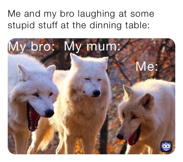 Me and my bro laughing at some stupid stuff at the dinning table: