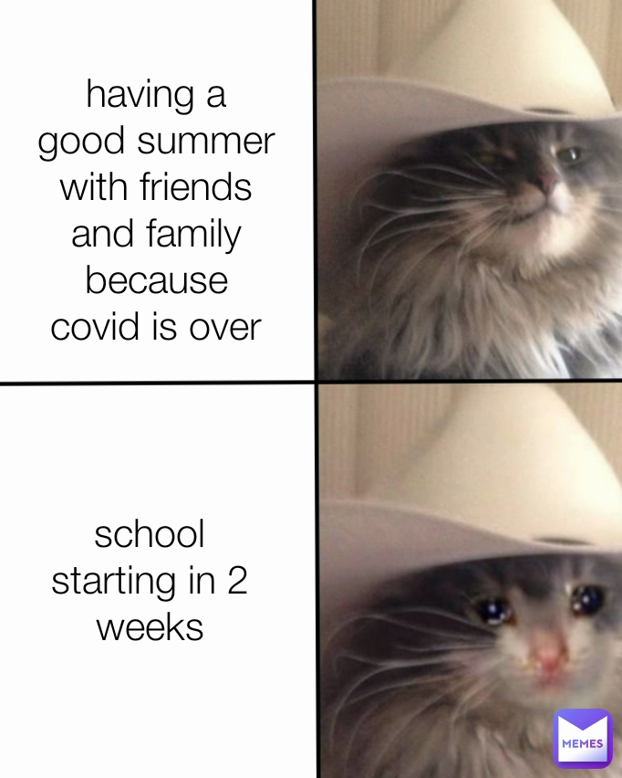 Type Text school starting in 2 weeks having a good summer with friends and family because covid is over
