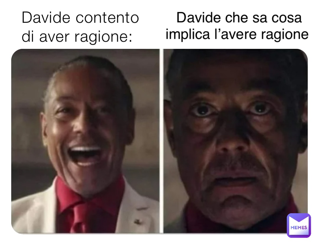 Davide contento di aver ragione: Davide che sa cosa implica l’avere ragione