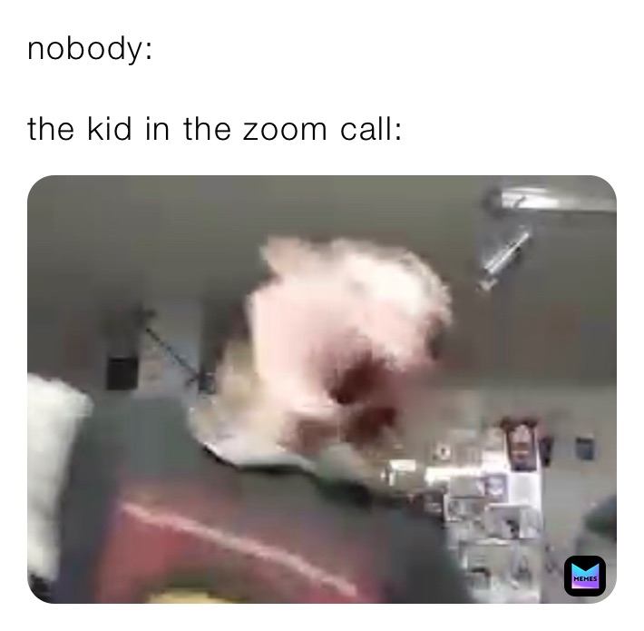 nobody:

the kid in the zoom call: