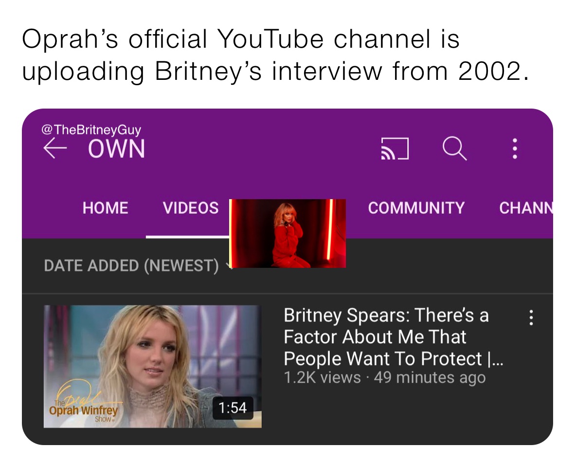 Oprah’s official YouTube channel is uploading Britney’s interview from 2002. 