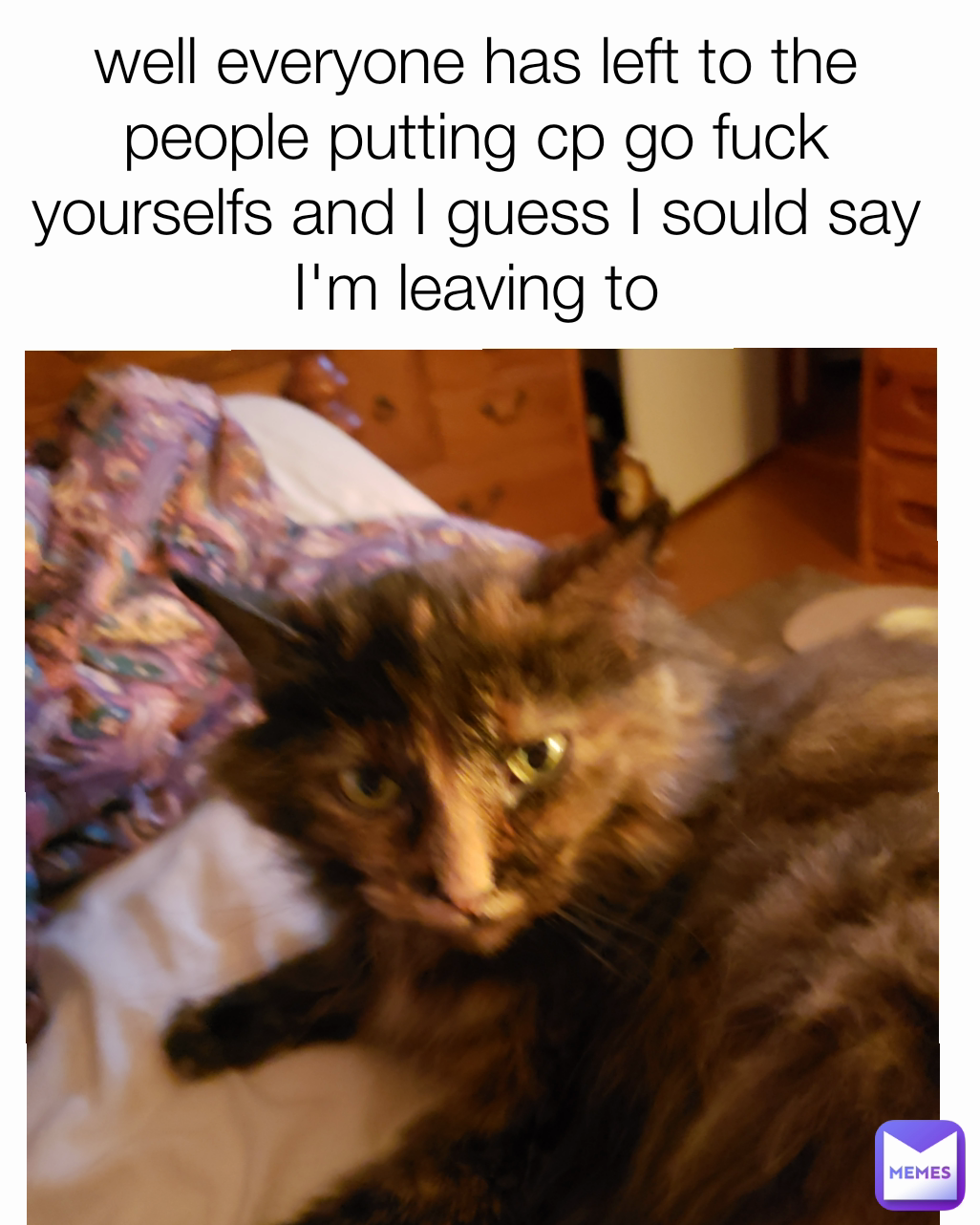 well everyone has left to the people putting cp go fuck yourselfs and I guess I sould say I'm leaving to