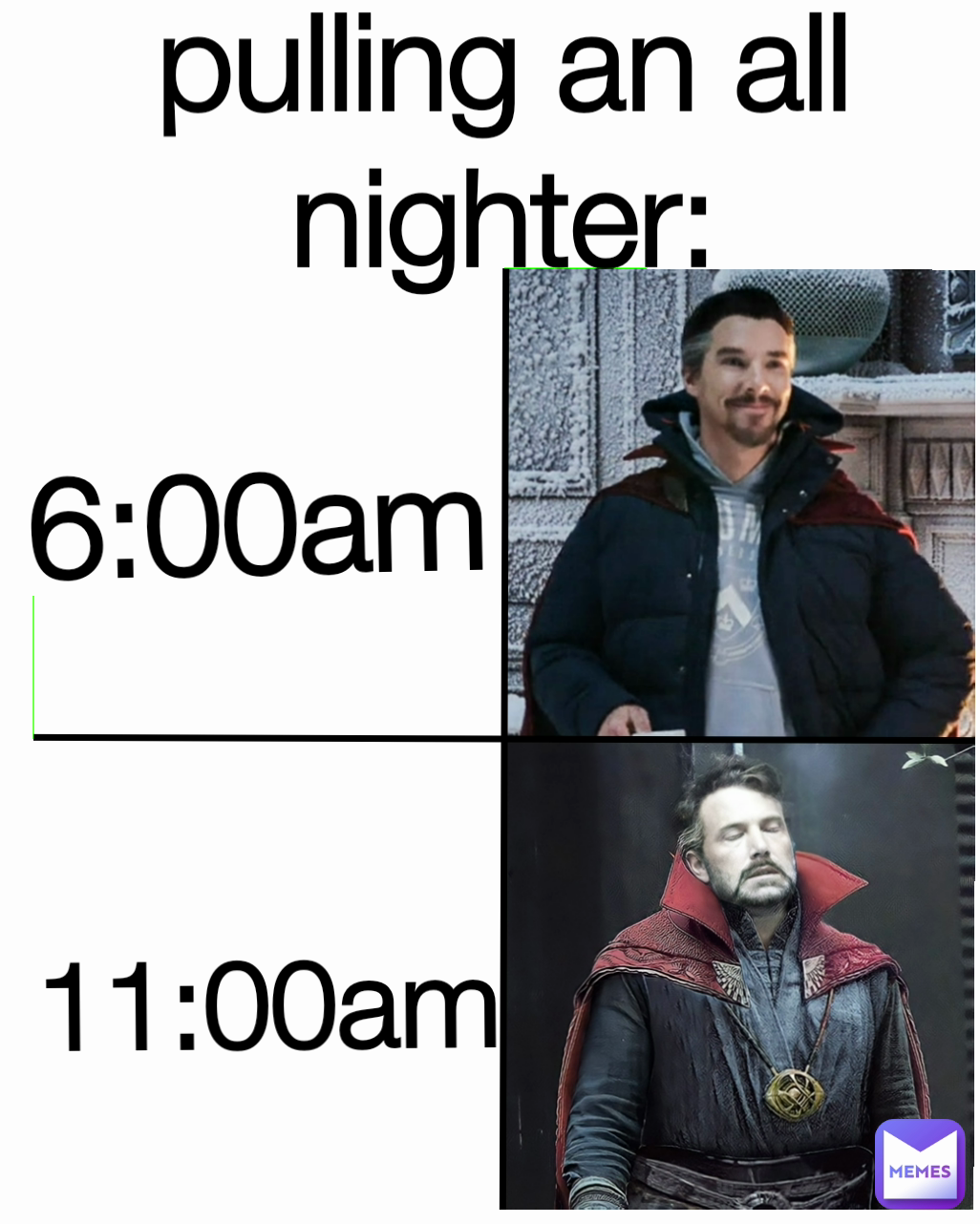 6:00am 11:00am pulling an all nighter: