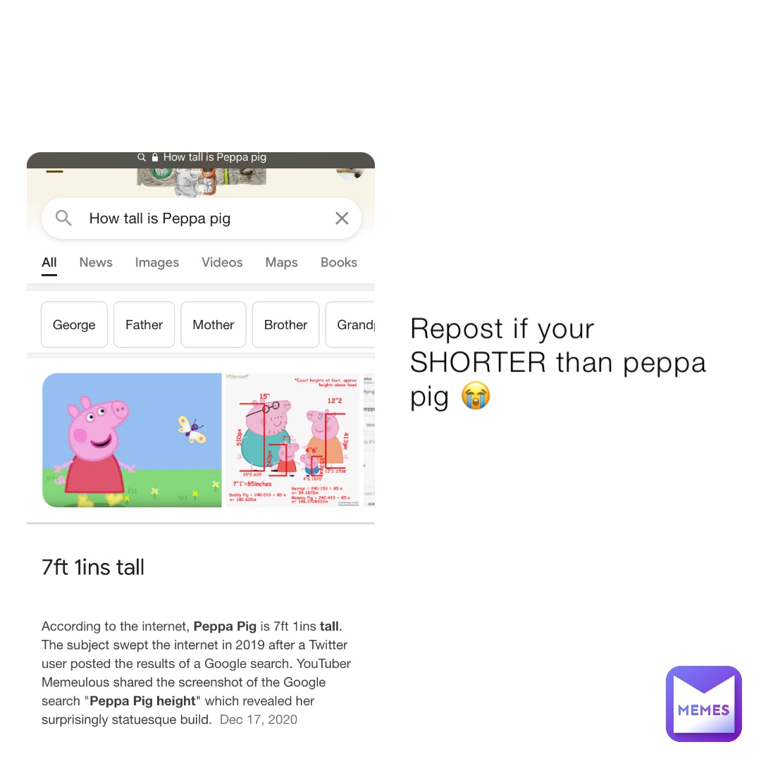 Repost if your SHORTER than peppa pig 😭