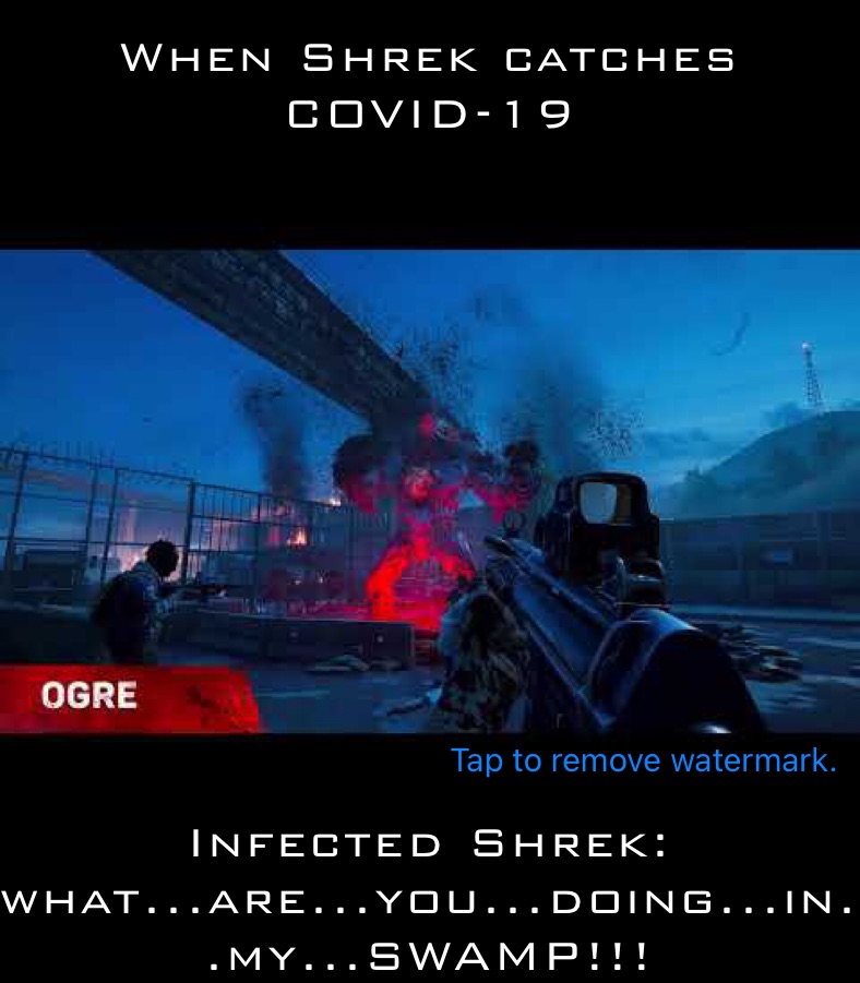 When Shrek catches COVID-19 Infected Shrek: what...are...you...doing...in..my...SWAMP!!!