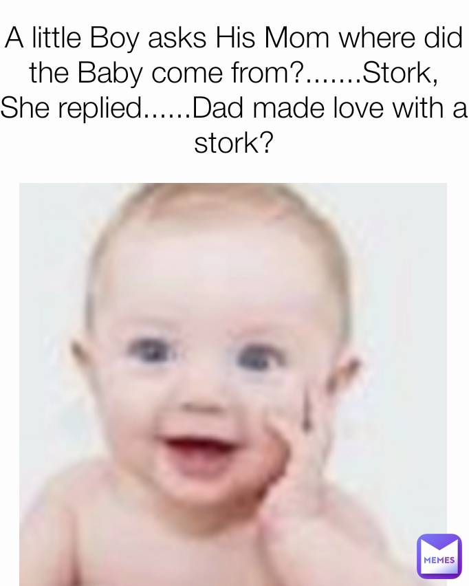 A little Boy asks His Mom where did the Baby come from?.......Stork, She replied......Dad made love with a stork?