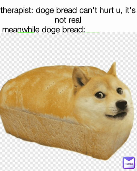 meanwhile doge bread: therapist: doge bread can't hurt u, it's not real