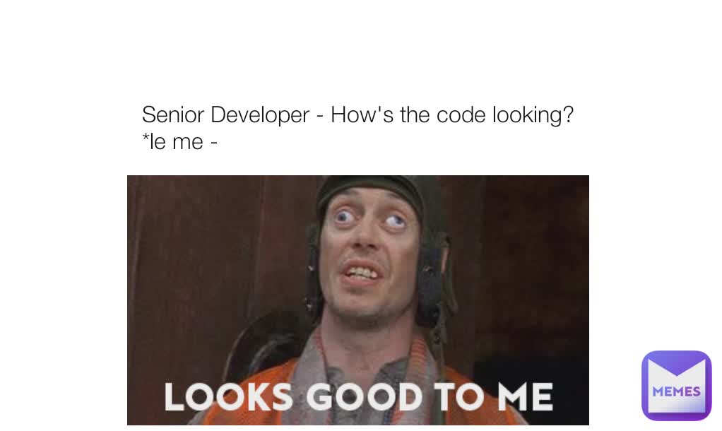 Senior Developer - How's the code looking?
*le me - 