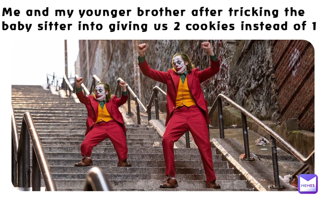 Me and my younger brother after tricking the baby sitter into giving us 2 cookies instead of 1