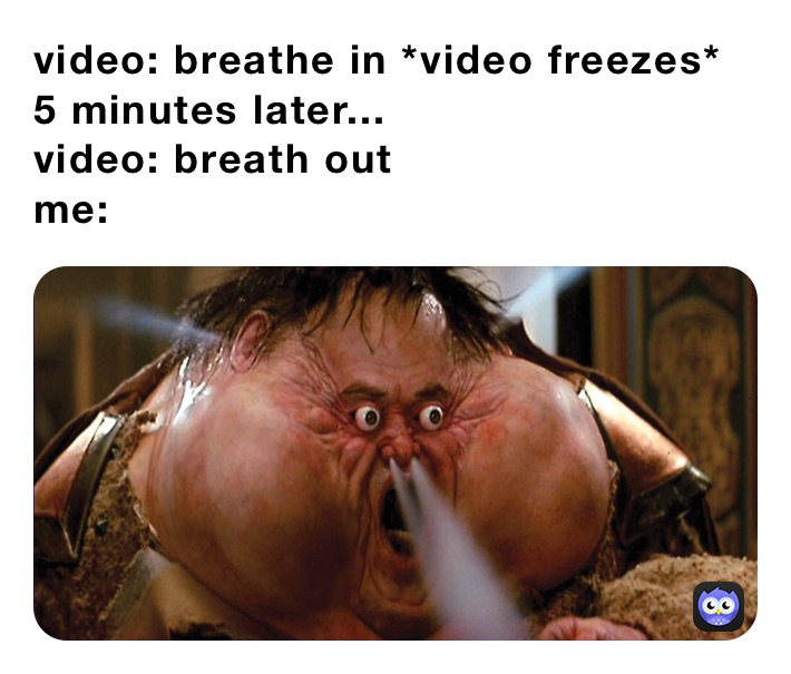 video: breathe in *video freezes*
5 minutes later...
video: breath out
me: