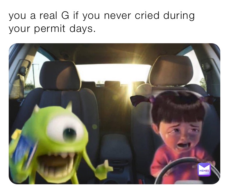 you a real G if you never cried during your permit days.