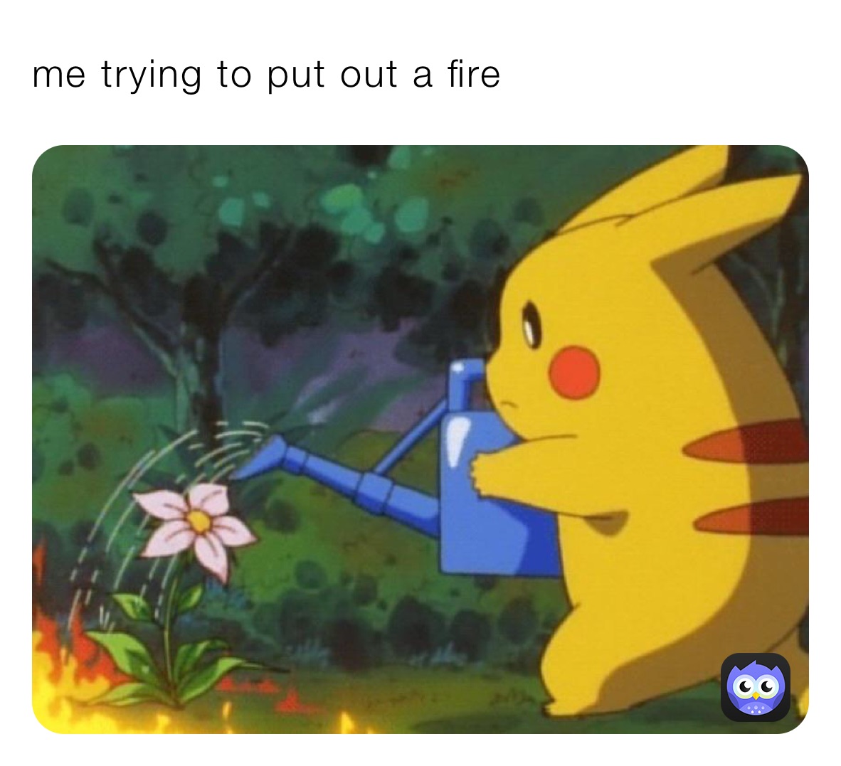 me trying to put out a fire