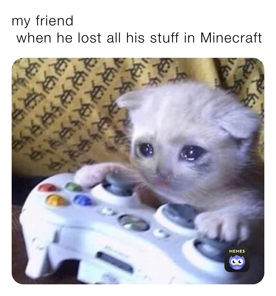 my friend
 when he lost all his stuff in Minecraft 