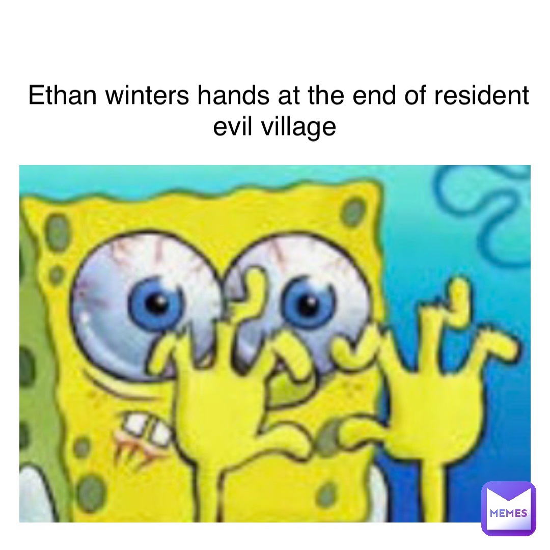 Text Here Ethan Winters hands at the end of Resident Evil Village