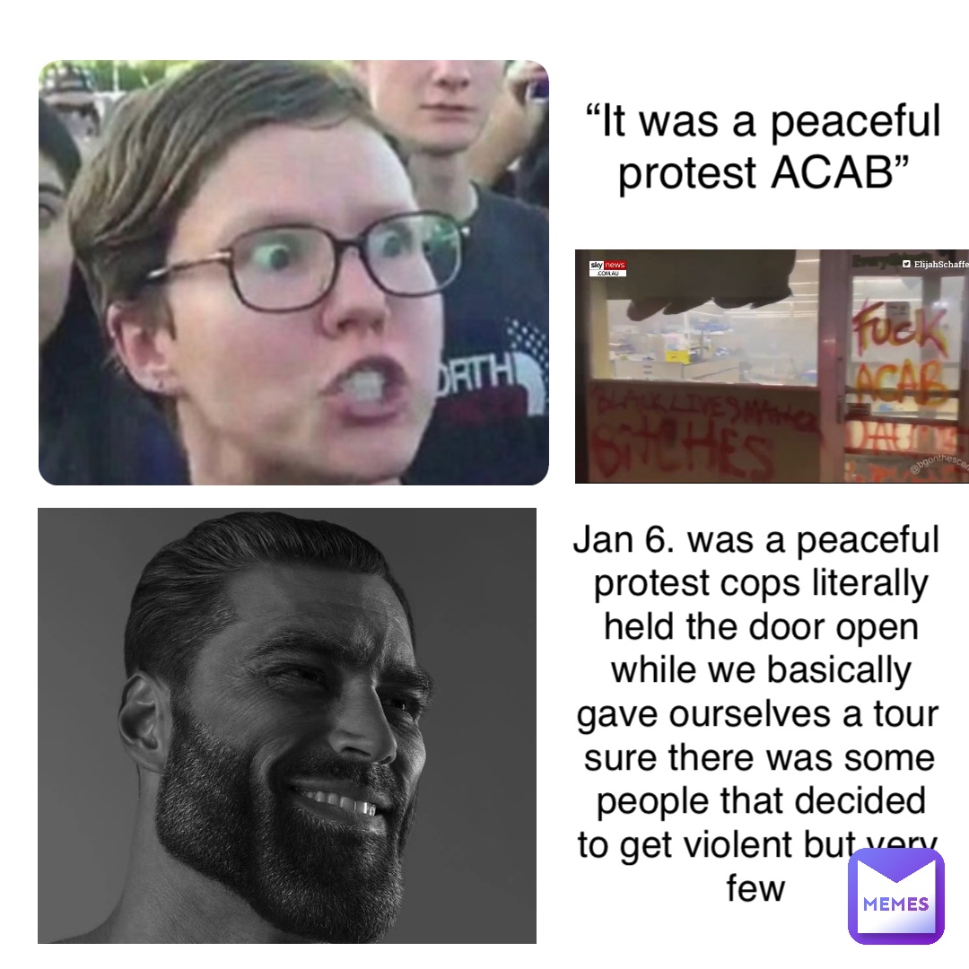 Double tap to edit “It was a peaceful protest ACAB” Jan 6. was a peaceful protest cops literally held the door open while we basically gave ourselves a tour sure there was some people that decided to get violent but very few