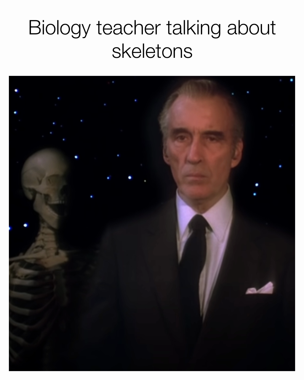 Biology teacher talking about skeletons