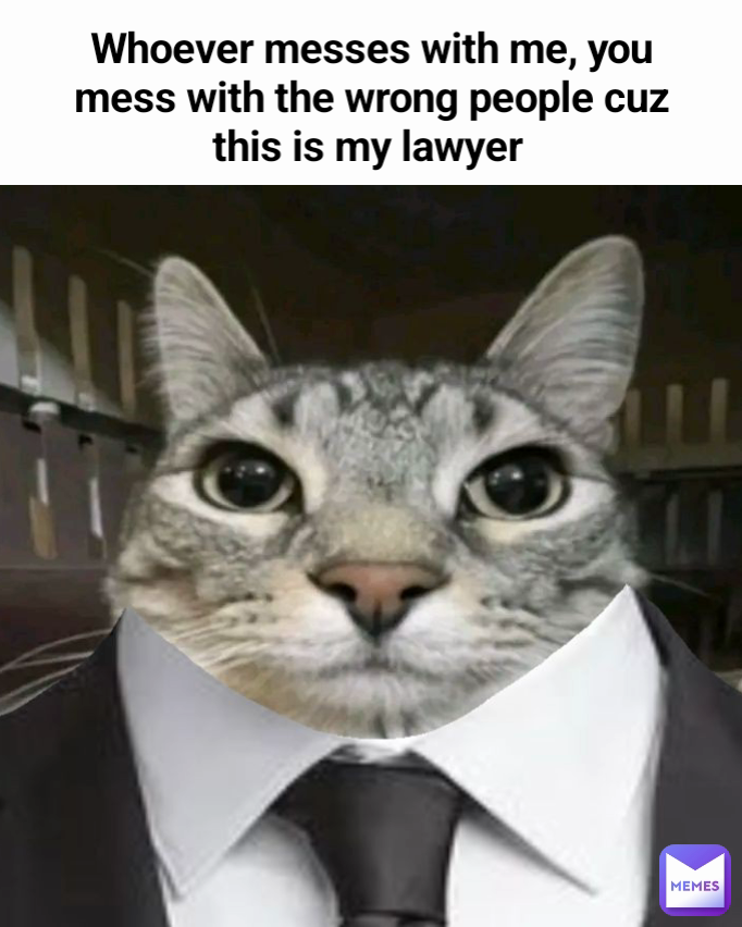 Whoever messes with me, you mess with the wrong people cuz this is my lawyer 