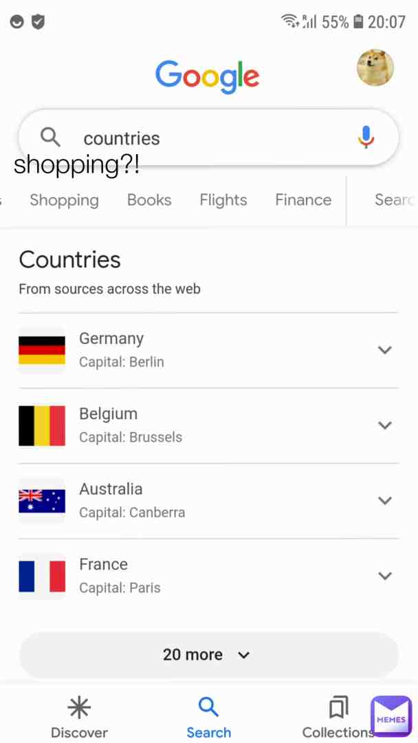 Shopping countries