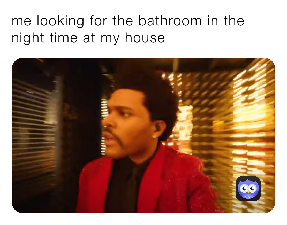 me looking for the bathroom in the night time at my house