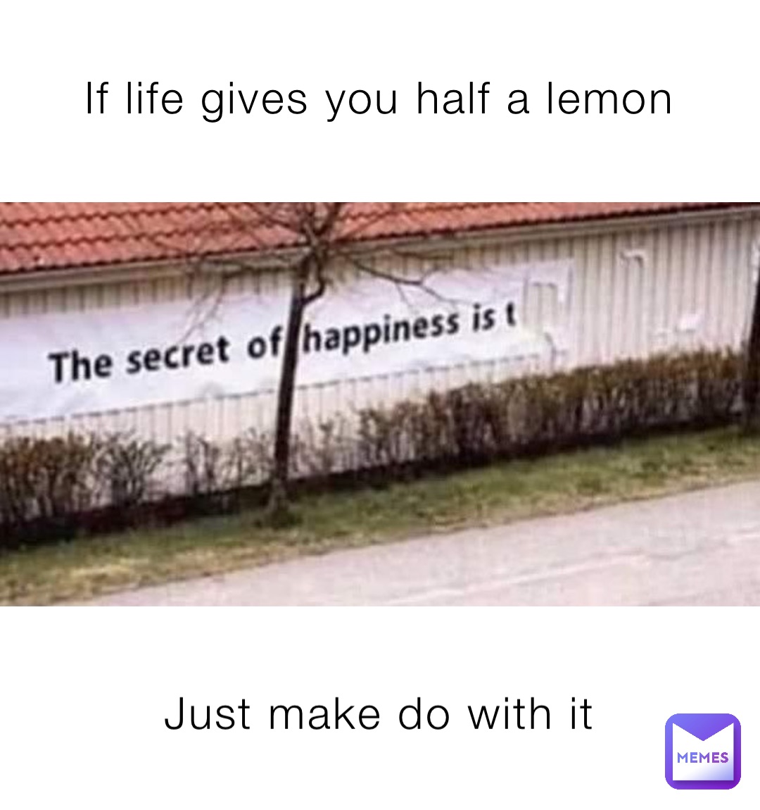 If life gives you half a lemon Just make do with it