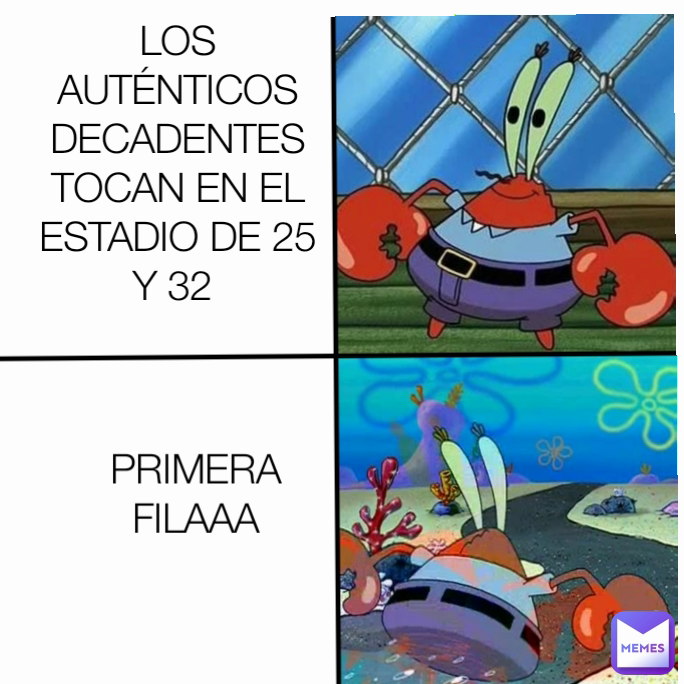 LOS AUTÉNTICOS DECADENTES TOCAN EN EL ESTADIO DE 25 Y 32  PRIMERA FILAAA