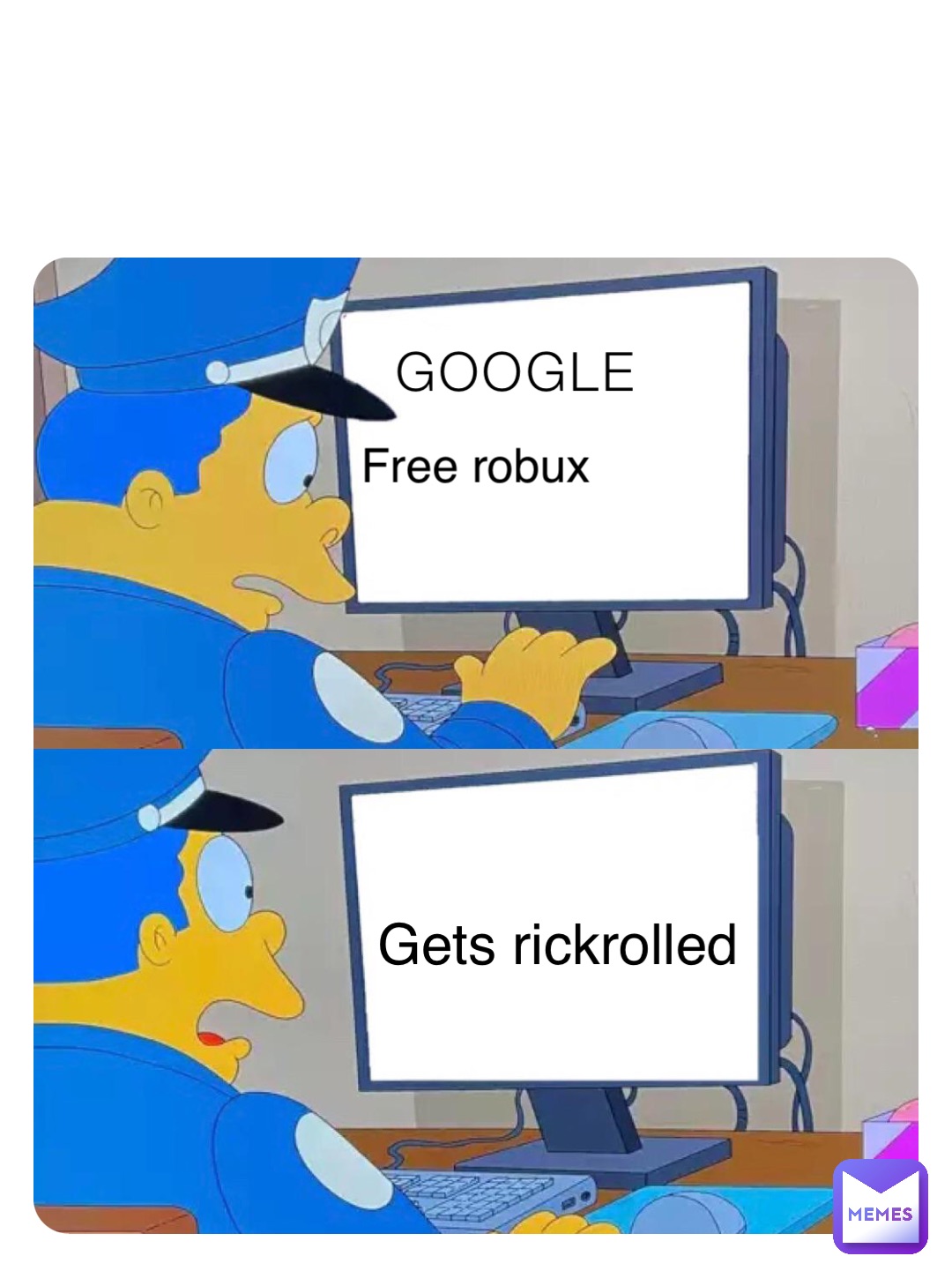 GOOGLE Free robux Gets rickrolled