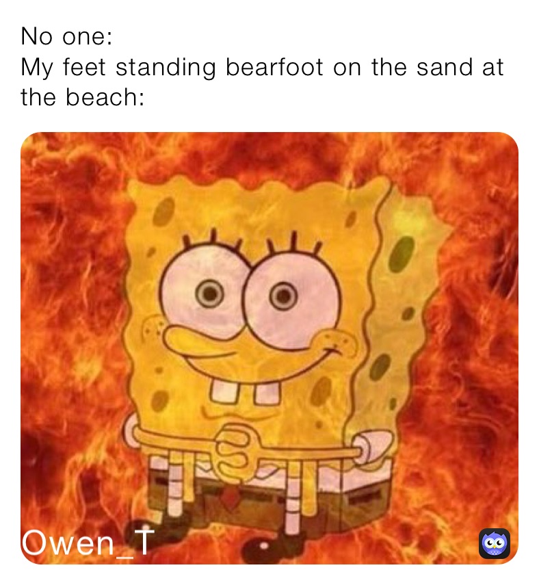 No one:
My feet standing bearfoot on the sand at the beach: