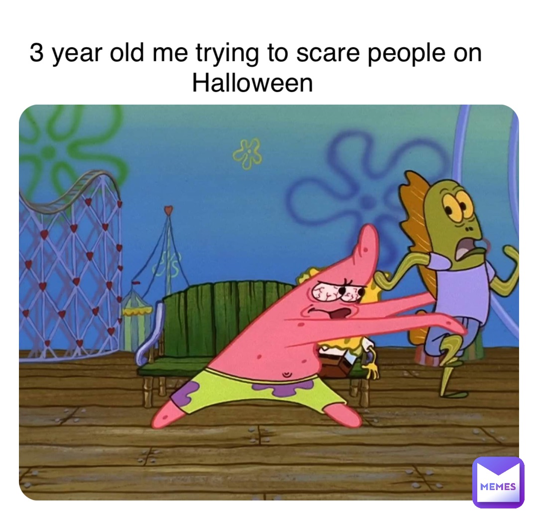 Double tap to edit 3 year old me trying to scare people on Halloween